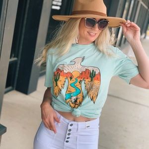 'Roam Free' Graphic Tee-Mint Mineral Wash